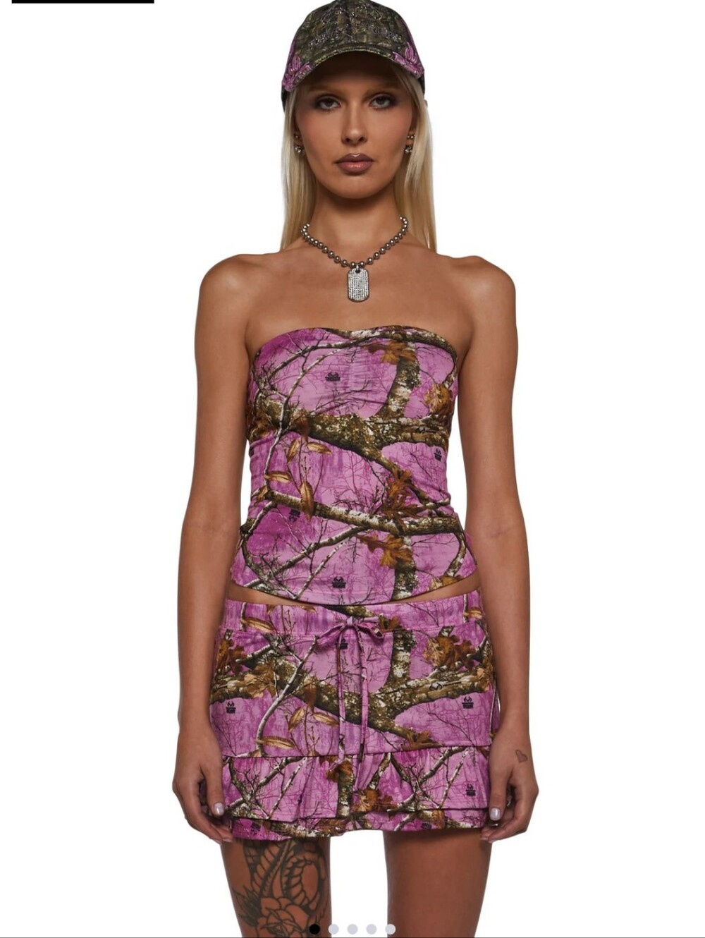 Women’s Pink Camo Strapless Top and Cap Set